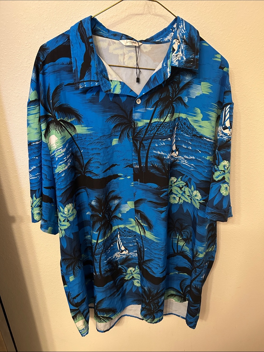 Blue Tropical Hawaiian Button-Up Shirt